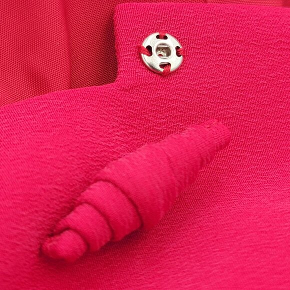 Vtg Silk Red Long-Sleeve Blazer With Knot Button Closures & Wide Collar - Picture 13 of 16